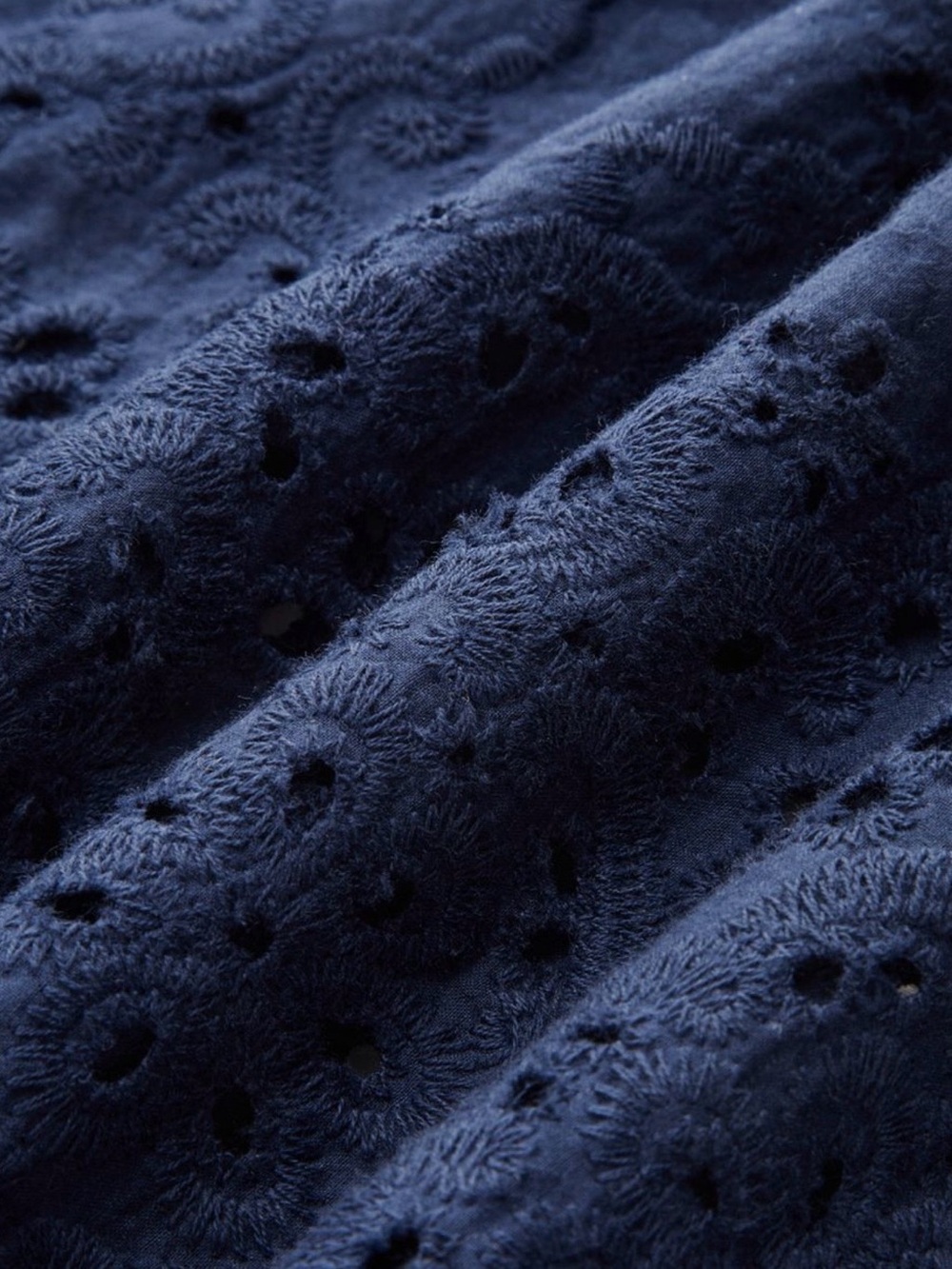 Commense Navy Eyelet Embroidery Top with Matching Tie-Cuff Pants Set - Picture 8 of 9